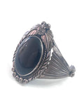 Huge Vintage Native American Sterling Silver Onyx Cuff Bracelet, 70 Grams