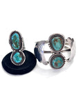 Vintage Navajo Sterling Silver Nevada Turquoise Squash Blossom Set