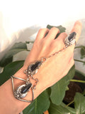 Navajo Sterling and Onyx Slave Bracelet, Ring Size 8.5