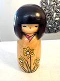 Usaburo Japanese Kokeshi Doll with Flowers