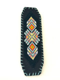 Unisex Leather Beaded Wide Cuff Bracelet / Bead Work Design