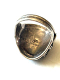 Size 14 Vintage Men's Native American Sterling Silver Turquoise Ring, Signed, Shadowbox Ring