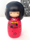 Usaburo Kokeshi Doll - Red Kimono Wooden Doll 5.70 Inches
