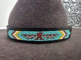 Leather Hat-band with Beaded Work, Adjustable, Cowgirl / Cowboy Hat Accessory