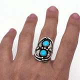 Size 6.25  Vintage Southwestern Sterling Silver Turquoise Ring (A030)