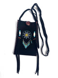 Small Handmade Medicine Leather Bag with Seed Bead Work