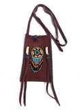 Small Handmade Medicine Leather Bag with Seed Bead Work
