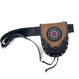 Boho Leather Belt Bag with Beadwork, Hippie Travel Bag