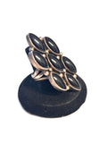 Apache Silversmith Darrel Victor Sterling Silver & Onyx Cluster Ring Size 9