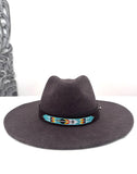 Leather Hat-band with Beaded Work, Adjustable, Cowgirl / Cowboy Hat Accessory