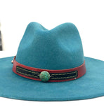 Leather Hat-band with Turquoise Stone, Adjustable, Cowgirl Hat Accessory