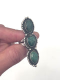Sz 7.25 Long Sterling Silver & Turquoise Native American  Ring