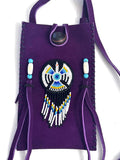 Small Handmade Medicine Leather Bag with Seed Bead Work