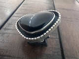 Large Tom Coriz Santo Domingo Black Onyx & Sterling Silver Ring SZ 8 3/4