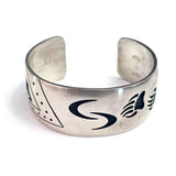 Vintage Sterling Silver Hopi Bear and Bear Paw Cuff Bracelet, 67 Grams