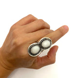 Size 7.25, Vintage Native American Sterling Silver Mother of Pearl Ring, A003