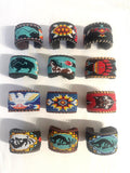 Unisex Leather Beaded Wide Cuff Bracelet / Bead Work Design