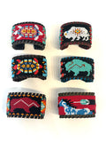Unisex Leather Beaded Wide Cuff Bracelet / Bead Work Design