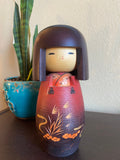 10" Vintage Japanese Kokeshi Doll, Hand-Carved Kimono Art