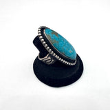Sz 8.75 Sterling Silver & Nevada Turquoise Ring By Navajo Artist Chimney Butte