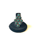 Vintage Sterling Silver Zuni Turquoise Snake Eye Statement Ring Size 7