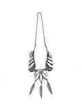 Intricate Vintage Navajo Sterling Silver Mother of Pearl Pendant Necklace (N033)