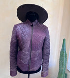 Vintage Purple Genuine Leather Jacket, Quilted, Size 36/M