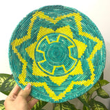 Woven Southwestern Basket, Geometric Bohemian Decor (12.5")