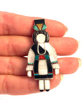 Vintage Native American Zuni Madeline Beyuka Sterling Silver Maiden Multi Stone Inlay Ring, 9 Grams