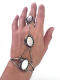 Vintage Navajo Sterling and Mother of Pearl Slave Bracelet, Ring Size 8.25