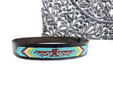 Leather Hat-band with Beaded Work, Adjustable, Cowgirl / Cowboy Hat Accessory