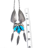 Intricate Vintage Navajo Sterling Silver Turquoise Necklace 18 Inches 44 Grams N008
