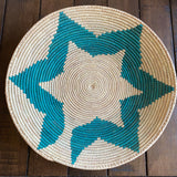 Southwestern Woven Basket, Geometric Bohemian Decor (13 inch)