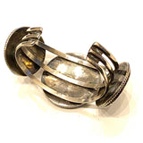 Vintage Zuni Sterling Silver Cuff Bracelet, Mother of Pearl Turquoise Inlay