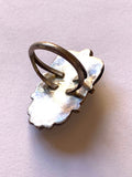 Sz 6.25 Vintage Navajo Native American Sterling Silver & Mother of Pearl Ring, A156