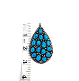 Vintage Navajo Kingman Turquoise Sterling Silver Teardrop Pendant