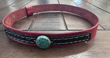 Leather Hat-band with Turquoise Stone, Adjustable, Cowgirl Hat Accessory