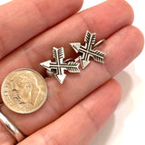 Fred Harvey Era Sterling Silver Crossed Arrow Screwback Earrings