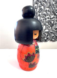 8.5" Kokeshi Doll /Japanese Art/ Wood Carved Girl Doll, Limited Rare