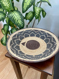 Shallow Woven Basket, Southwestern Geometric Decor (14.5")