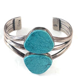 Joe Piaso, Jr. (Navajo)  Heavy 72 grams Big Sterling Silver & Turquoise Cuff Bracelet