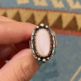 Size 5.5, Sterling Silver & Pink Mother of Pearl Ring, Unsigned, A146