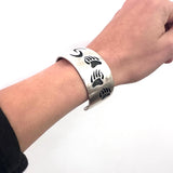 Vintage Sterling Silver Hopi Bear and Bear Paw Cuff Bracelet, 67 Grams