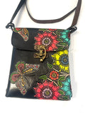 Mexican Hand Tooled Leather Crossbody Bag/ Adjustable Strap