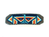 Unisex Leather Beaded Wide Cuff Bracelet / Bead Work Design