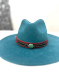 Leather Hat-band with Turquoise Stone, Adjustable, Cowgirl Hat Accessory