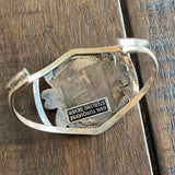 Vintage Sterling Silver Kachina Dancer Cuff Bracelet, Mother of Pearl Inlay