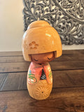 Kokeshi doll 5.5" tall/ Handcrafted Kokeshi Wooden doll/ Brown Kimono Ornament, Kokeshi doll, Kokeshi doll vintage