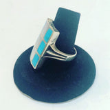 Zuni Multi-Stone Inlay Sterling Silver Ring, Size 9.75