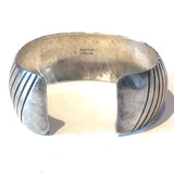 Vintage Navajo Harris Joe  Solid Sterling Silver Stamped Cuff Bracelet (B056)
